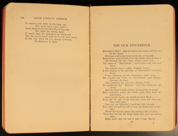 1913 Poetical Works Of Adam Lindsay Gordon Antique Australian Poetry Book