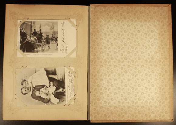 1902 Antique Swedish Brefkorts Postcard Album 146 Postcards & Photos Included