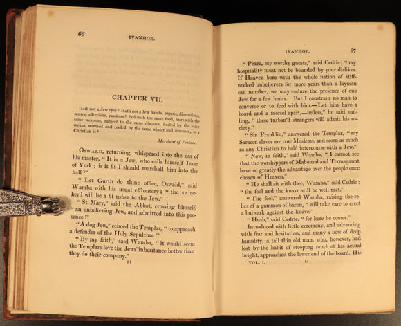 1822 Historical Romances Ivanhoe by Walter Scott Antiquarian Fiction Book 2vol