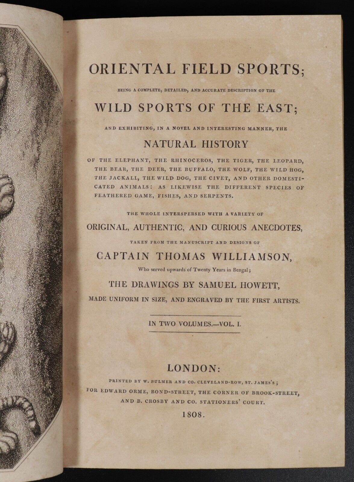 1808 2vol Oriental Field Sports Antiquarian Natural History Plate Book Set