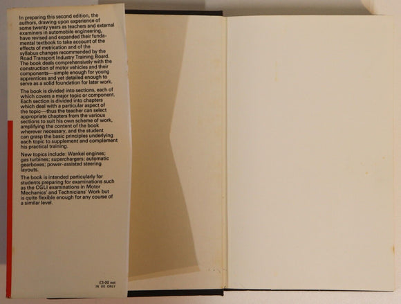 1972 Fundamentals Of Motor Vehicle Technology Vintage Automotive Reference Book