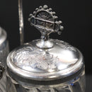Rogers Smith & Co Victorian Antique Glass & Pewter Pickle Serving Jars c1895 USA-5