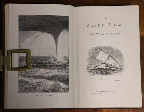 1889 The Island Home or The Young Castaways Antique Adventure Fiction Book