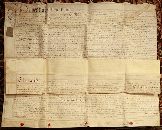 1772 Indenture Conveyance British Legal Document Manuscript Vellum Wax Sealed