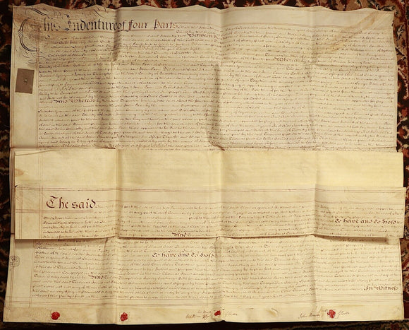1772 Indenture Conveyance British Legal Document Manuscript Vellum Wax Sealed