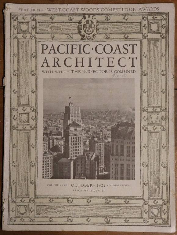 1927 Pacific Coast Architect Magazine October Architect Reference Book Magazine