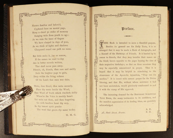 c1880 The Birthday Scripture Text Book Antiquarian Religious Reference Book