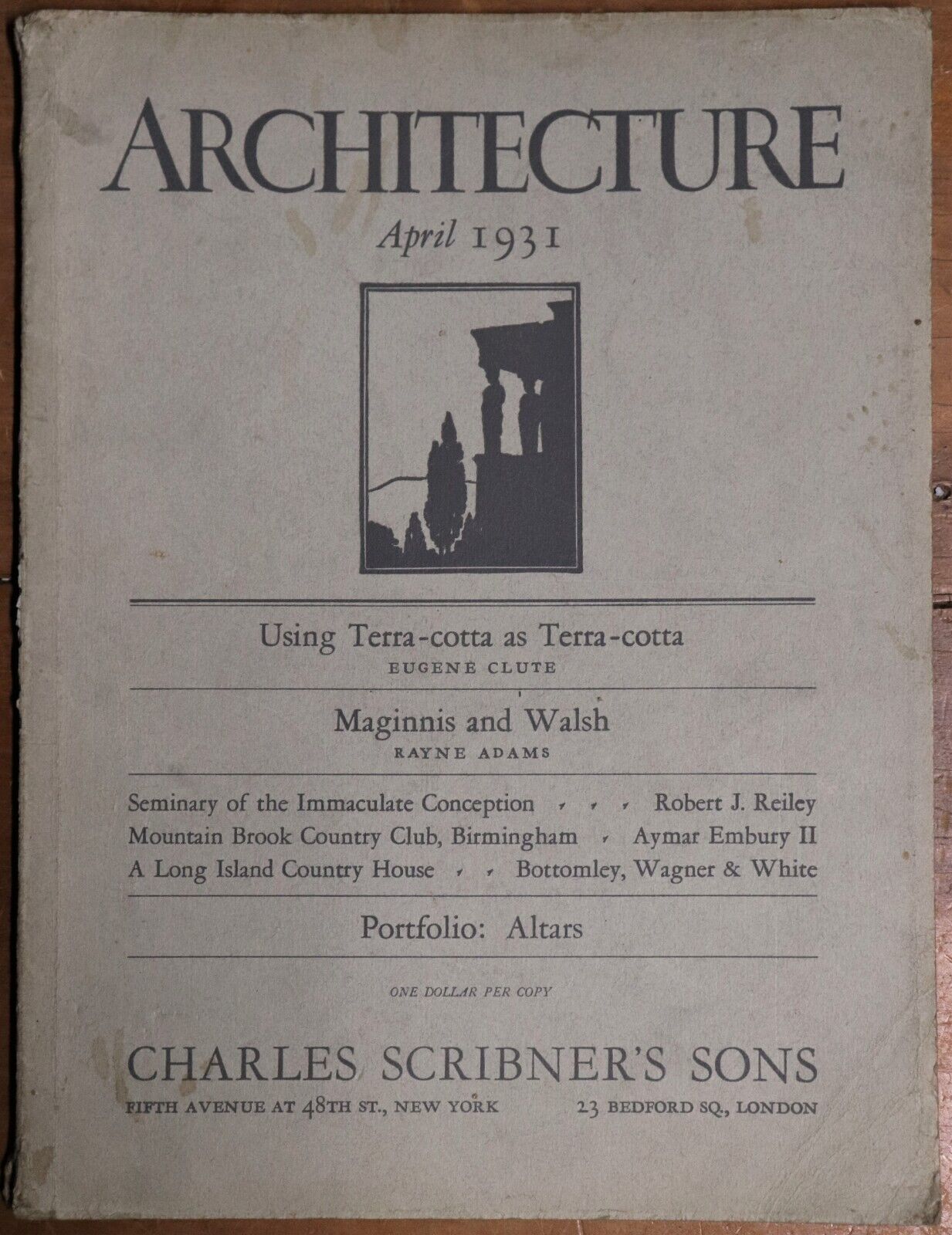 1931 Architecture Magazine April Charles Scribner Architecture Magazine Book