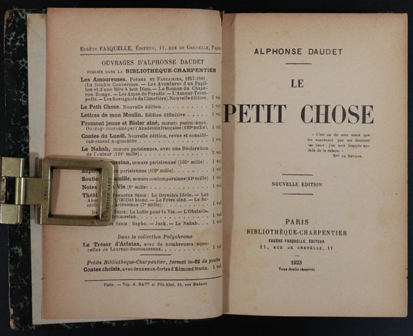 1923 Le Petit Chose by Alphonse Daudet Antiquarian French Fiction Book