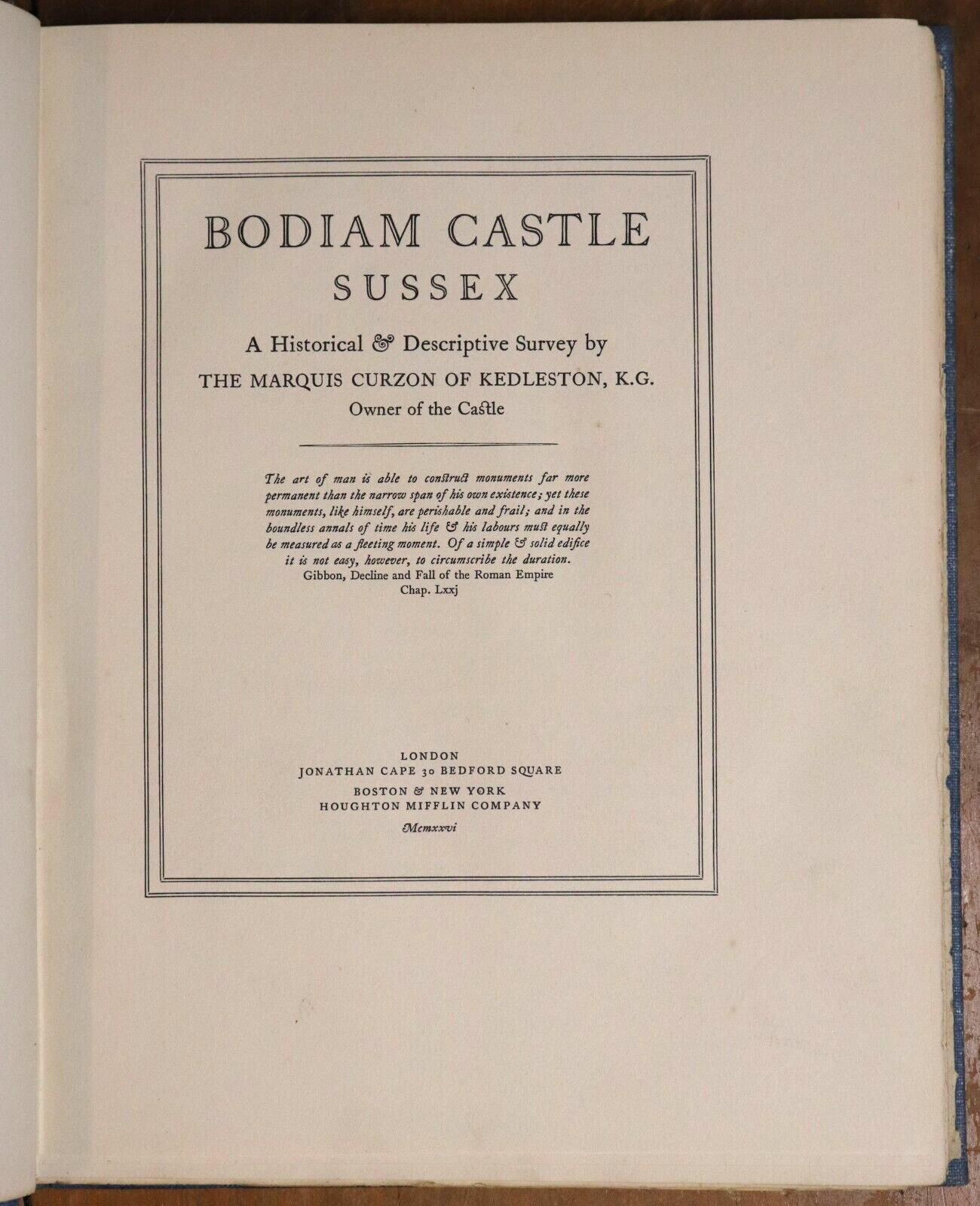 1926 Bodiam Castle: Sussex Marquis of Curzon Antique British Architecture Book - 0