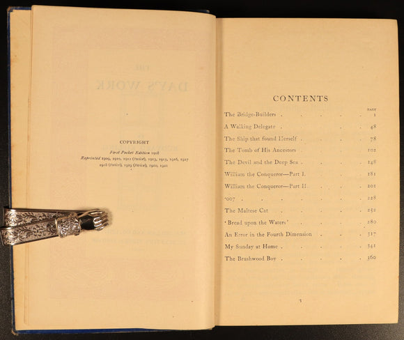 c1909 8vol Rudyard Kipling Library Antique Fiction Book Collection Bulk Lot