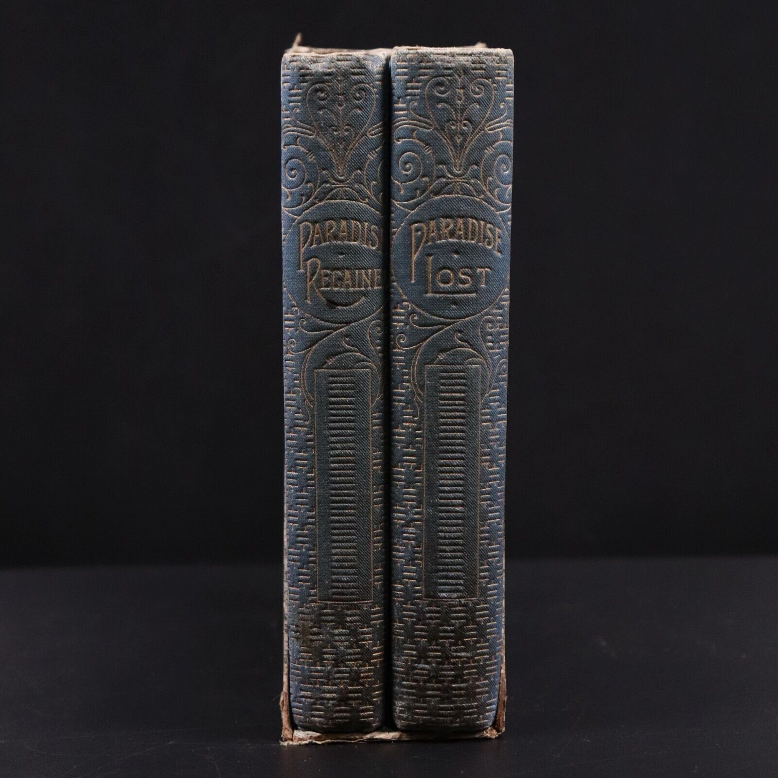 1887 2vol John Milton's Paradise Lost & Paradise Regained Antique Book Set