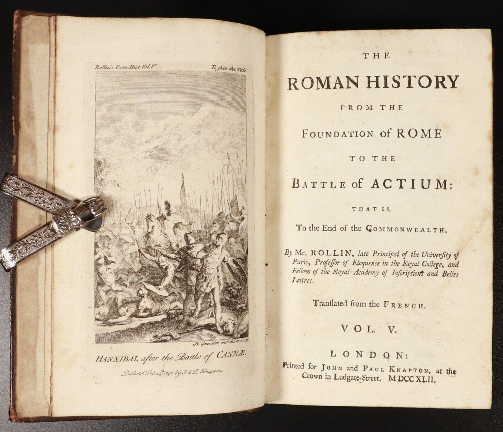 1739 5vol Roman History From Foundation To Actium Antiquarian Books M Rollin 1st