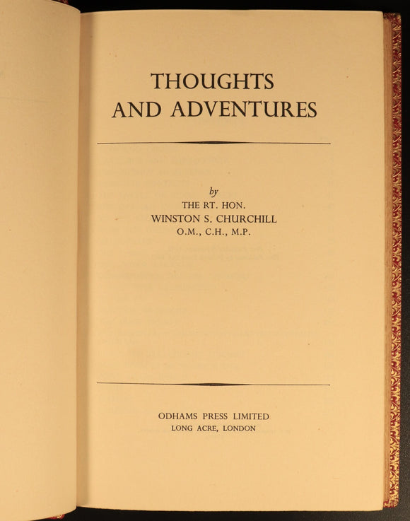 1947 Thoughts & Adventures by Winston Churchill Antique History Book Leather