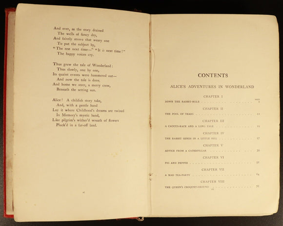 1911 Alice's Adventures In Wonderland L Carroll & J Tenniel Antique Fiction Book