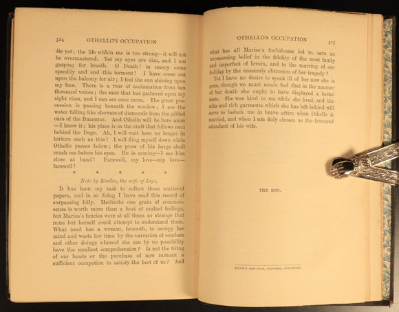 1895 Othello's Occupation A Novel Antique British Female Author Fiction Book