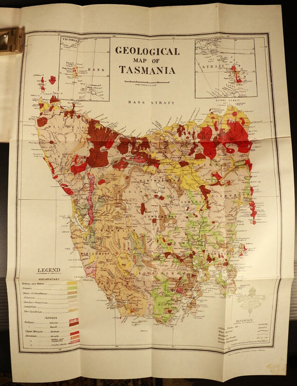 1938 Geology & Mineral Deposits Of Tasmania Australian Mining History Book Maps