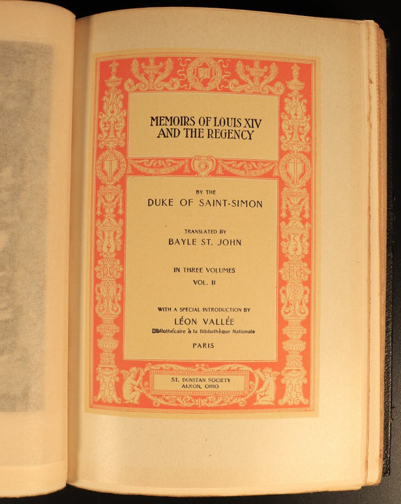 Memoirs Of Louis XIV & Regency 3vol Set 1901 Antique French Royal History Book