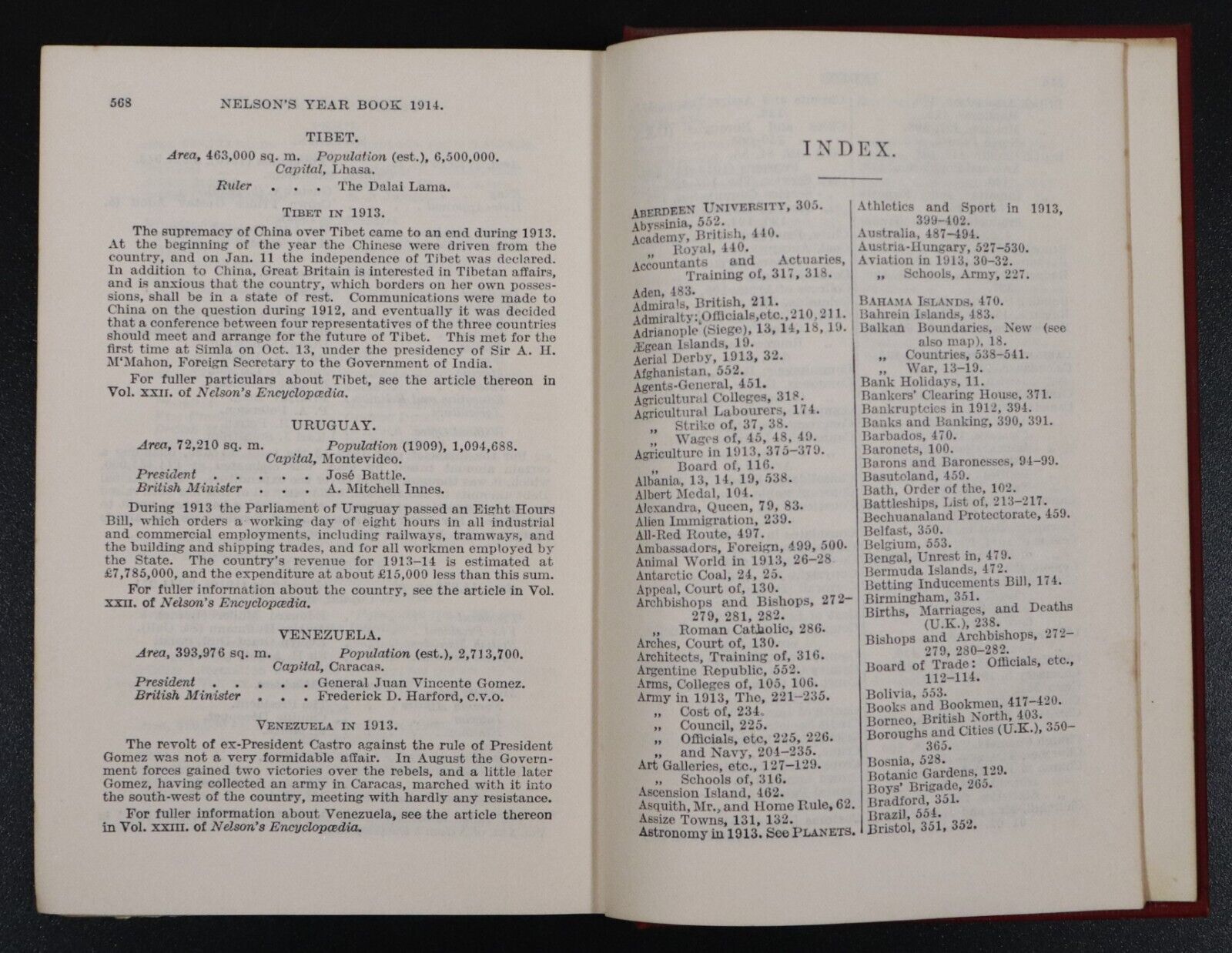 1914Thomas Nelson's Year Book for 1913-14 Antique British History Book w/Map