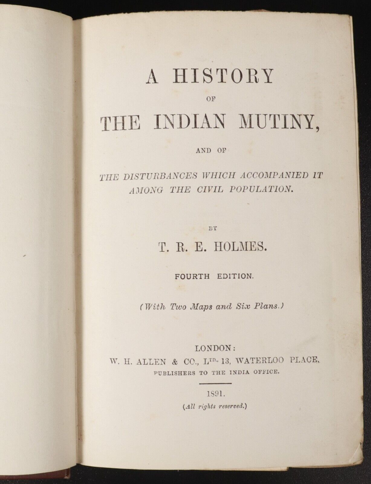 1891 History Of The Indian Mutiny by TRE Holmes Antique Military Book Maps 4th