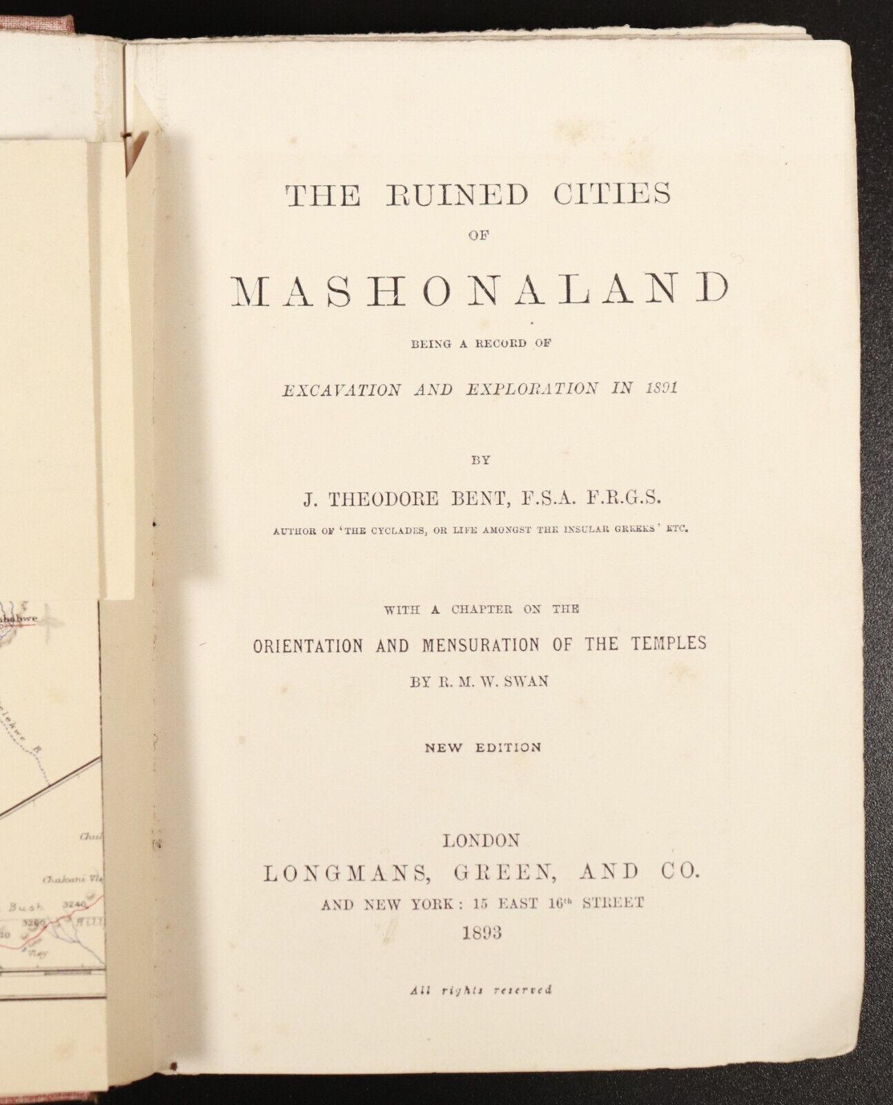 1893 The Ruined Cities Of Mashonaland by J.T. Bent Antique Exploration Book Maps