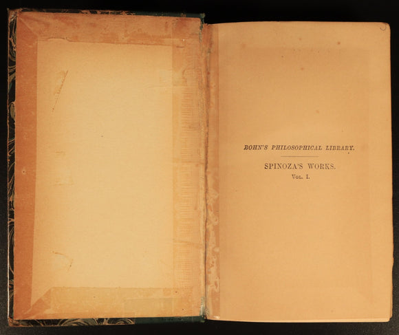 1891 Chief Works Of Benedict De Spinoza Antique British Philosophy Book 2vol