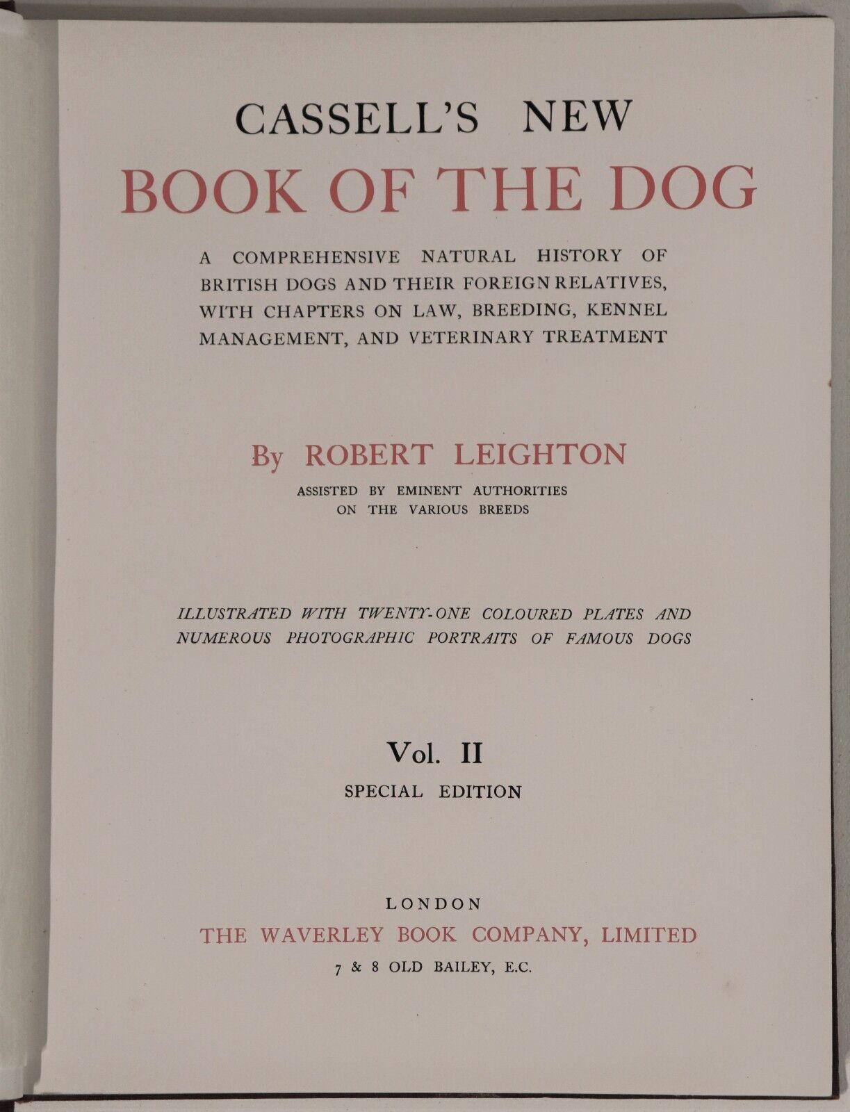 c1912 Cassell's New Book Of The Dog Antique British Dog Reference Books