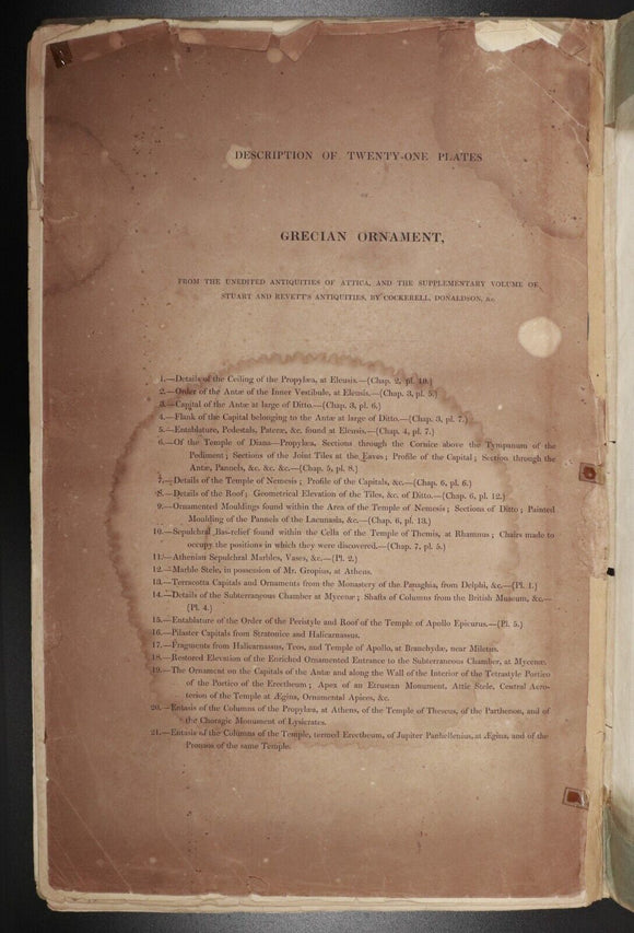 1837 Series Of Examples Of Grecian Ornament Antiquarian Architecture Book Plates