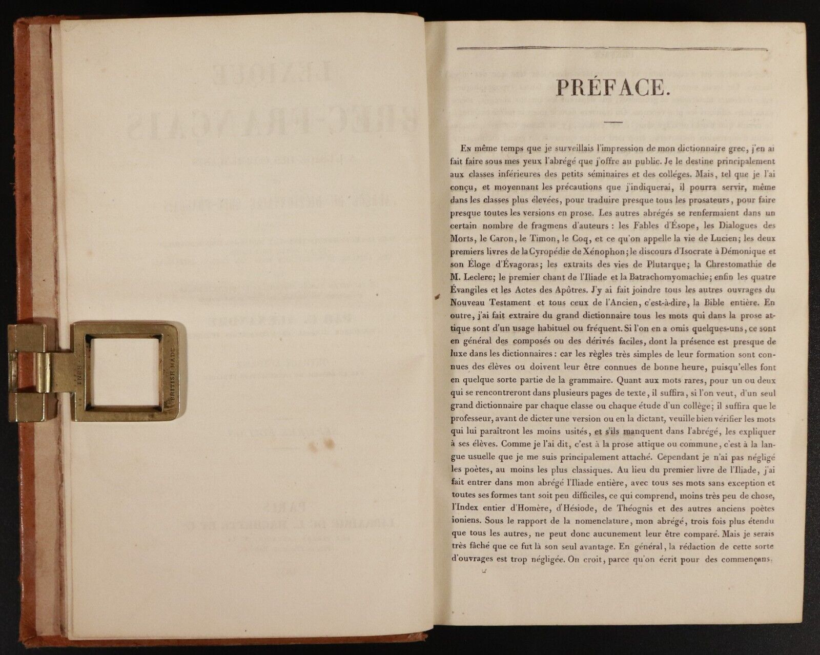 1854 Lexique Grec Francais by C Alexandre Antiquarian French Reference Book