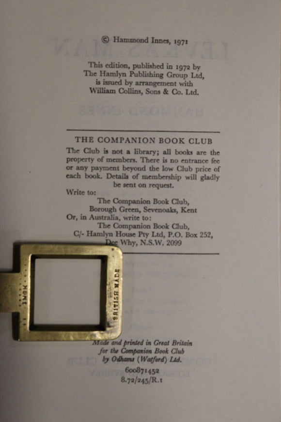 1972 Levkas Man by Hammond Innes Vintage Literature Fiction Book Companion