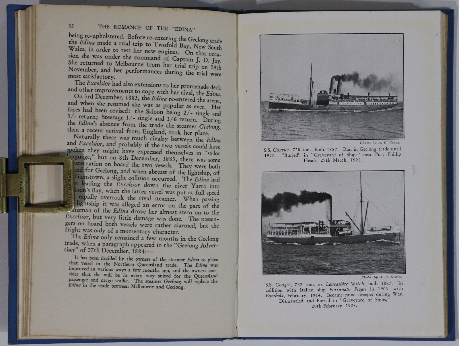 1935 The Romance Of The "Edina" Antique Australian Maritime History Book