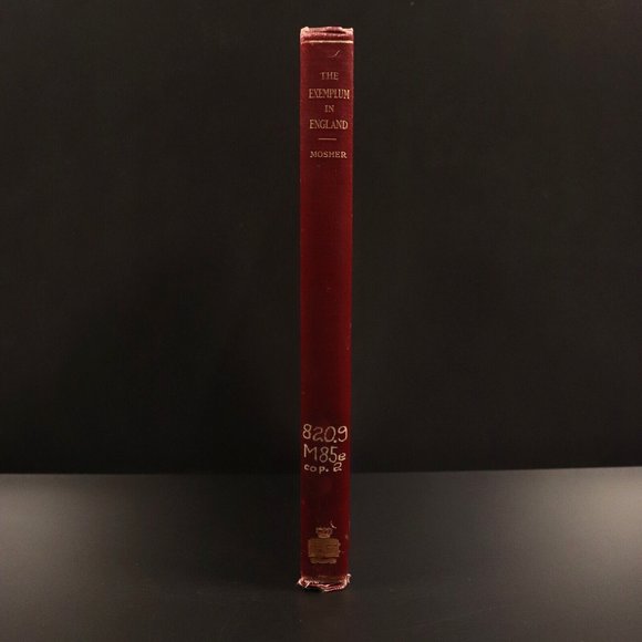 1911 Exemplum In The Early Literature Of England by J.A. Mosher Antique Book