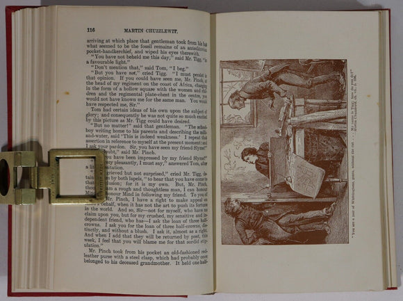 1911 2vol Martin Chuzzlewit by Charles Dickens Antique British Fiction Book Set