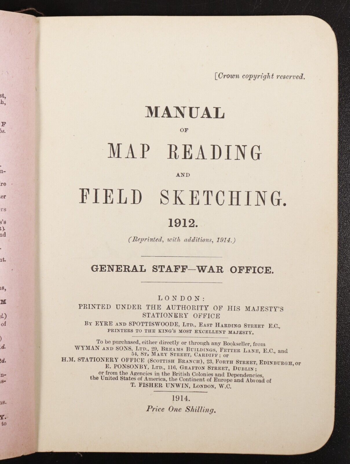 1914 Manual Of Map Reading & Field Sketching Antique WW1 British Military Book