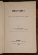 1869 Theocritus by C.S. Calverley Antique Greek Poetry & Philosophy Book-3