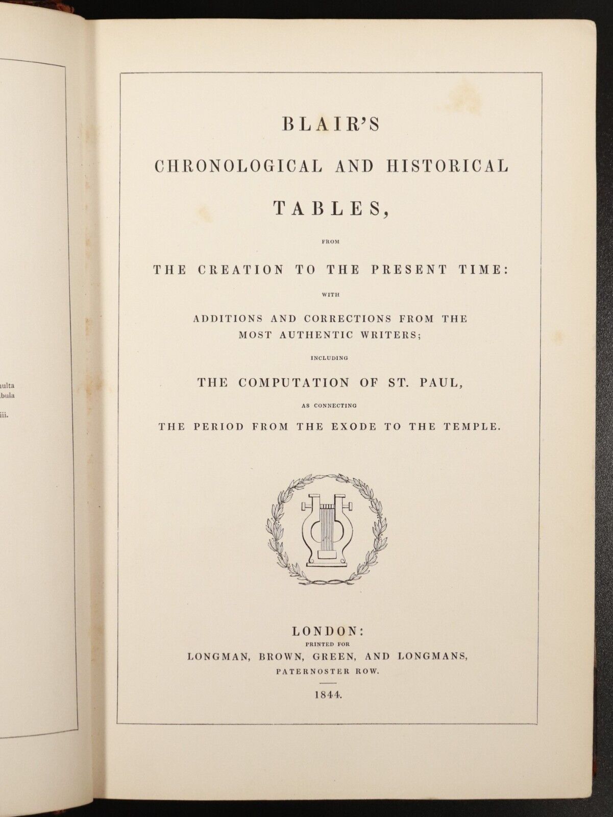 1844 Blair's Chronological & Historical Tables Creation To Present Antique Book