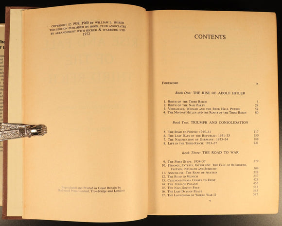 1972 The Rise & Fall Of The Third Reich by W.L. Shirer Military History Book WW2