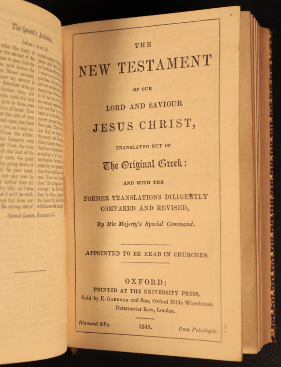 1845 Proper Lessons & Common Prayer Miniature Bible 2vol Set Antique Books