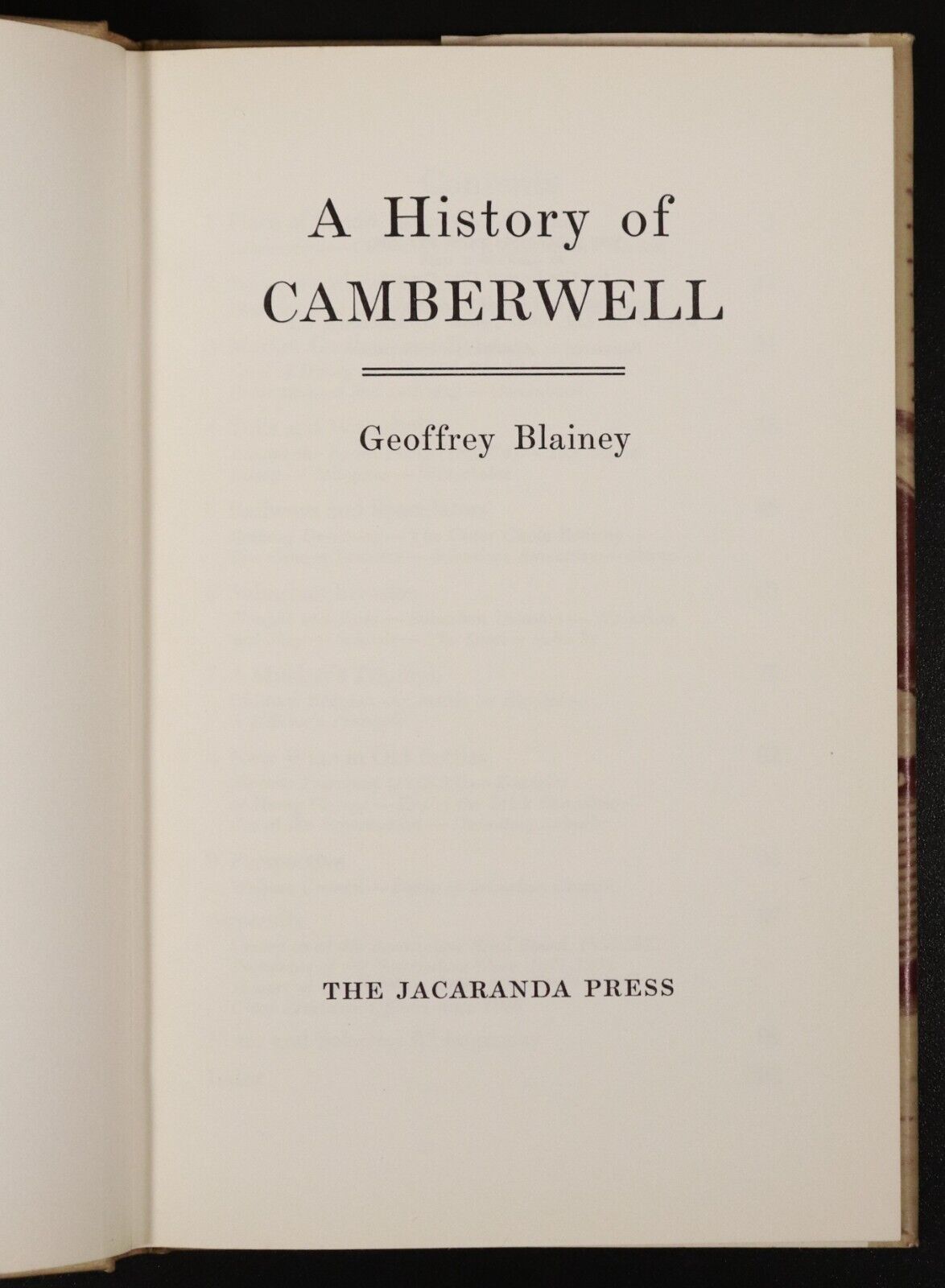 1964 A History Of Camberwell by Geoffrey Blainey Melbourne Local History Book