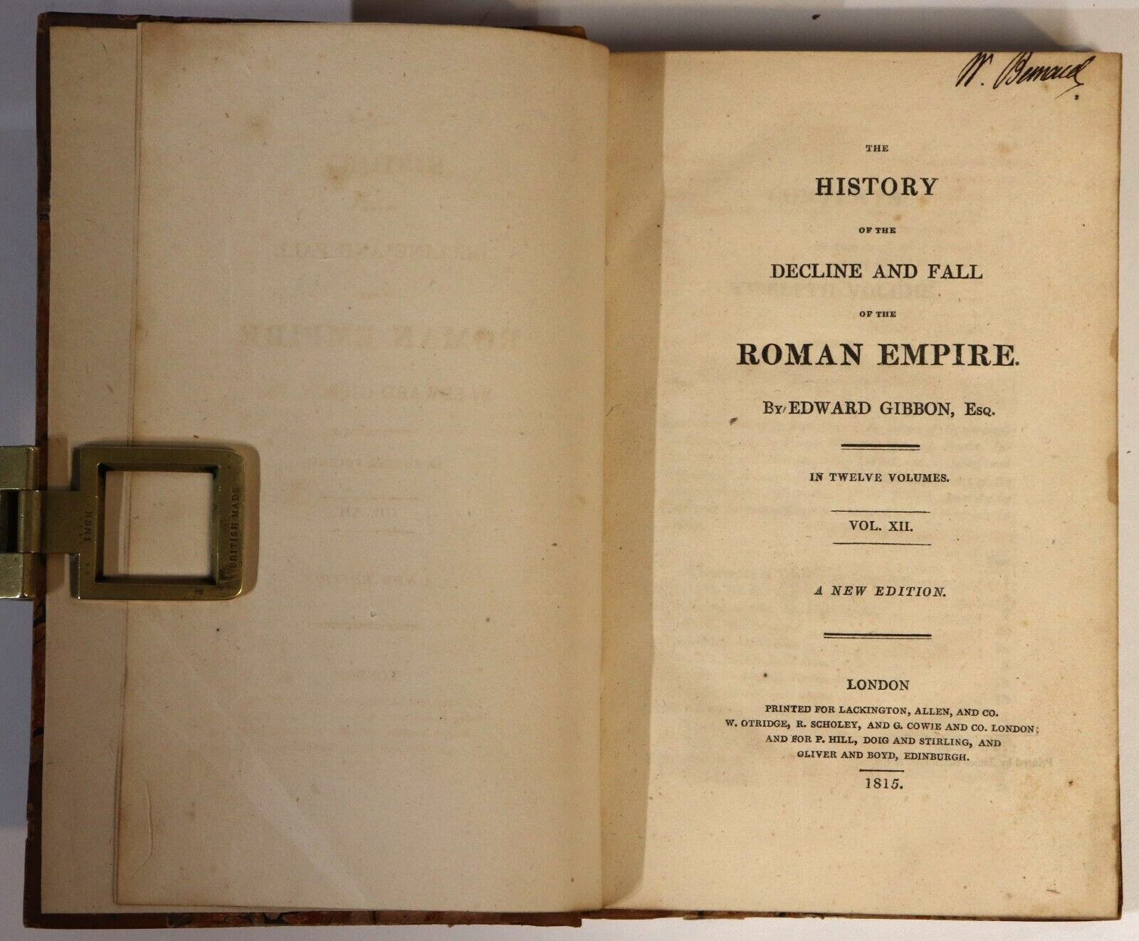 1815 12vol History Of The Roman Empire by E. Gibbon Antiquarian Book Set