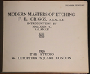 1926 Modern Masters Of Etching: FL Griggs Antique Art History Book-3
