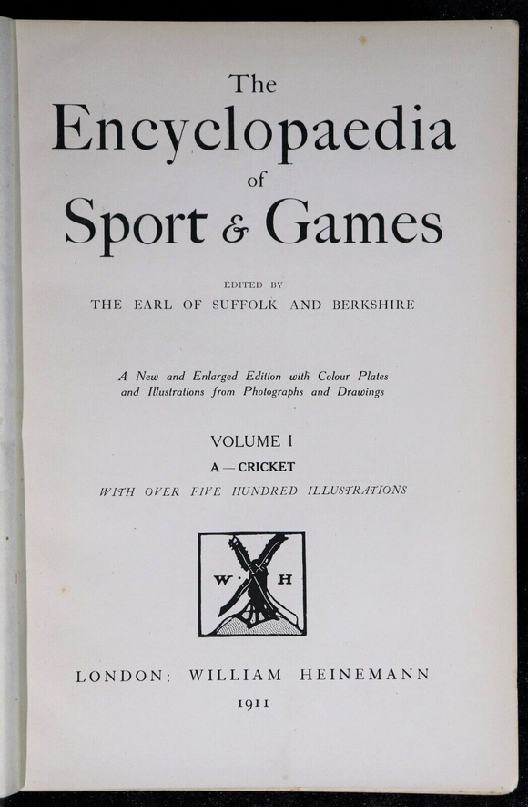 1911 4vol The Encyclopaedia Of Sport & Games Antique Book Set