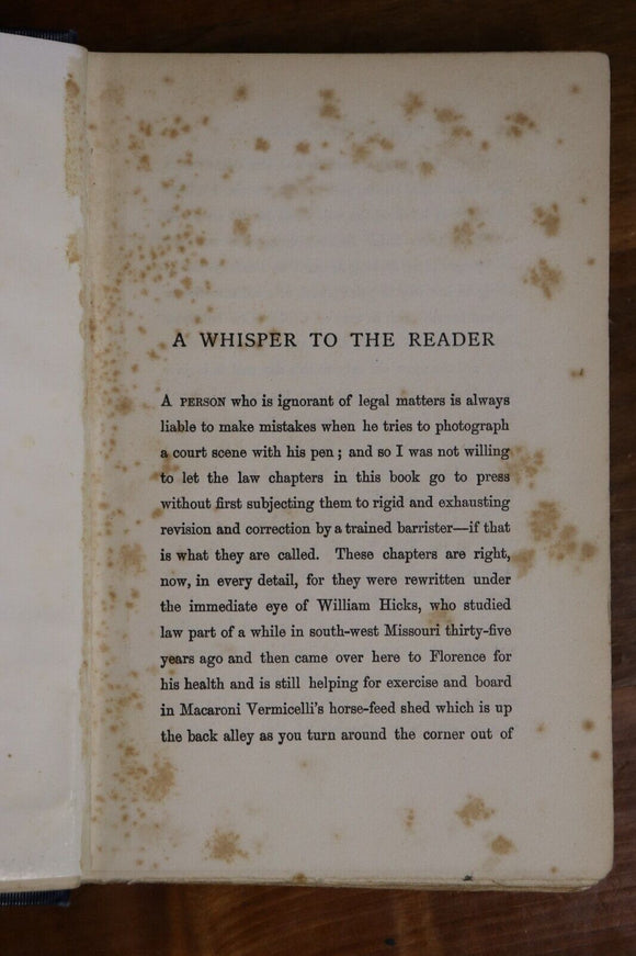 1908 Pudd'nhead Wilson A Tale by Mark Twain Antique American Fiction Book