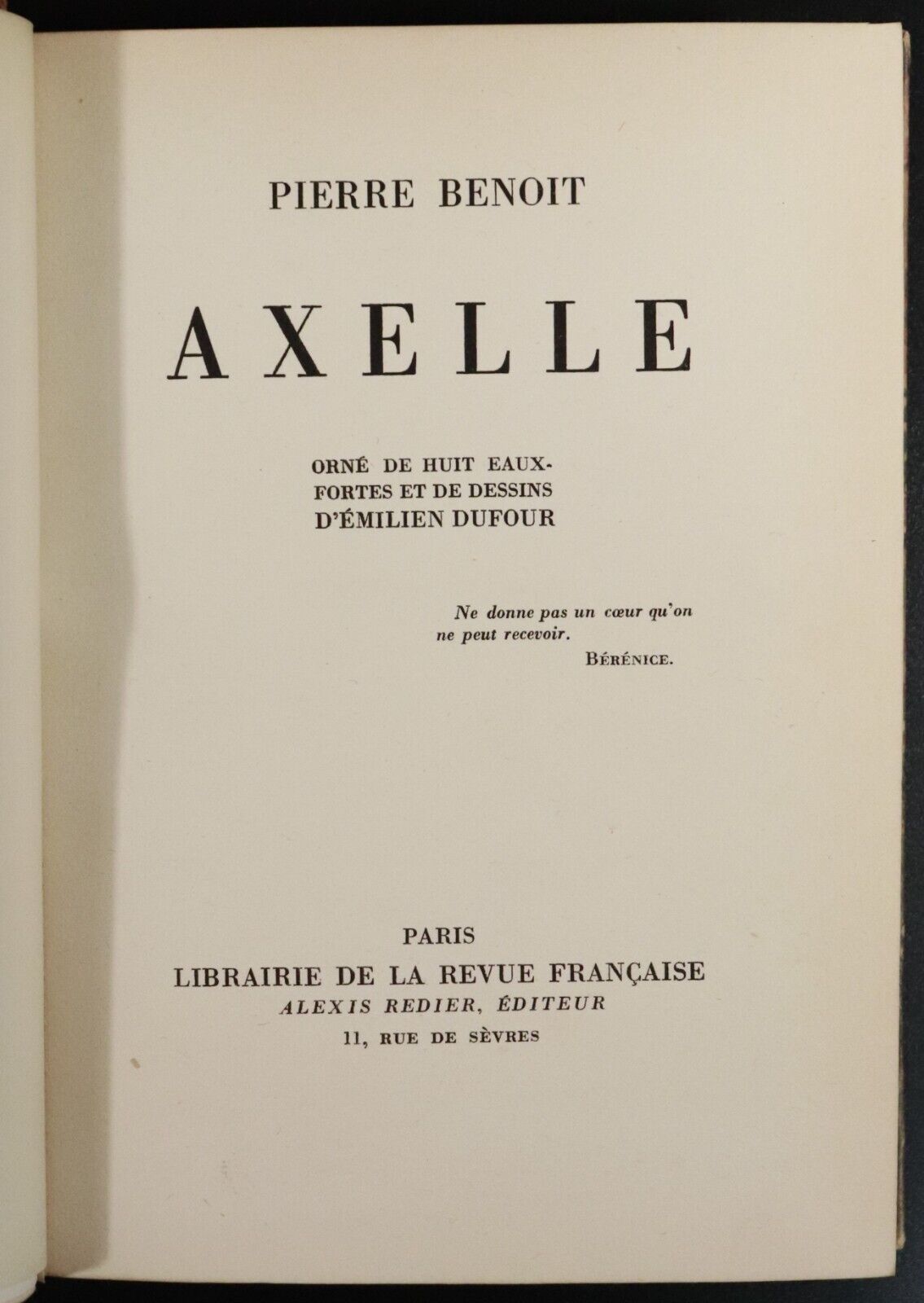 c1932 Axelle by Pierre Benoit Ltd Edition French Fiction Book Fine Binding