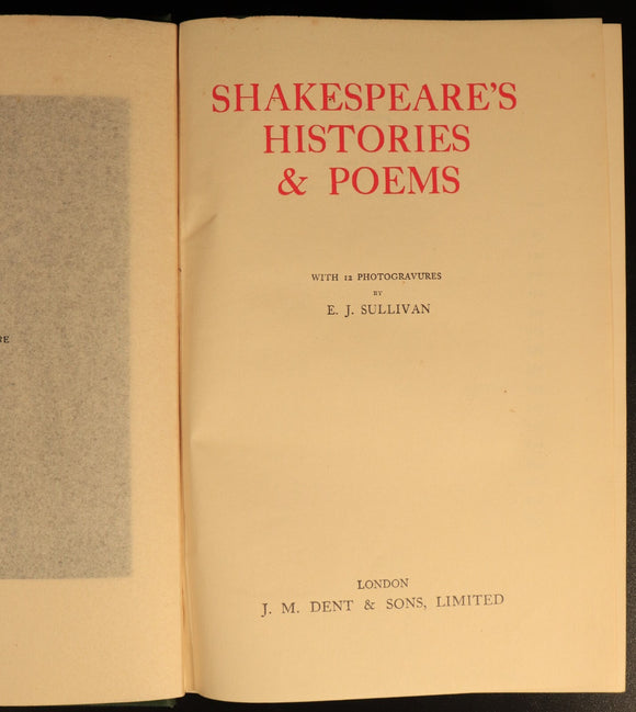Shakespeare's Comedies, Histories & Poems 1950 Literature Books Illustrated