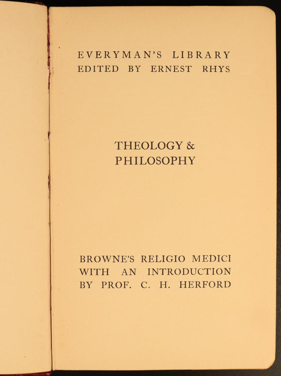 c1920 The Religio-Medici by Thomas Browne Antique British Philosophy Book