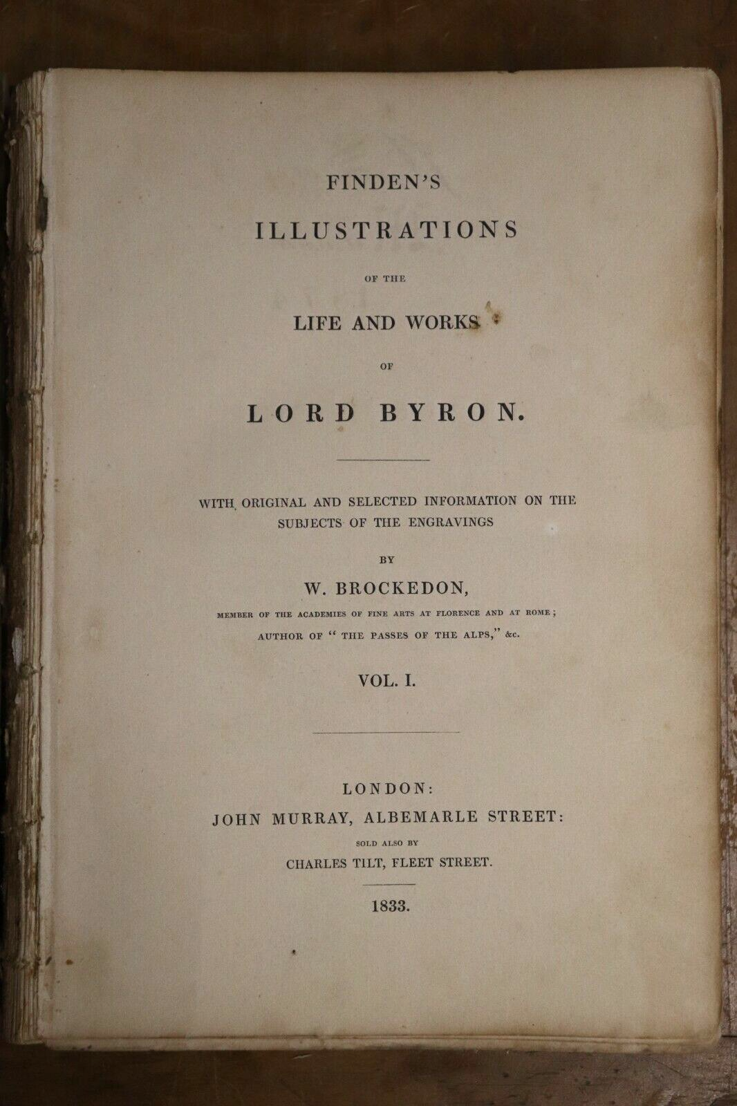 c1833 Finden's Illustrations Life & Work Of Lord Byron Antique History Books - 0