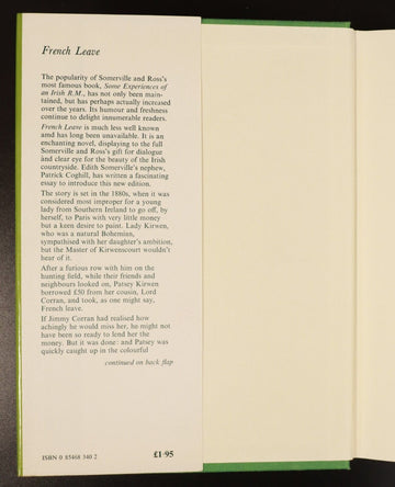 1973 French Leave by Somerville & Ross Vintage Irish Fiction Literature Book - 0