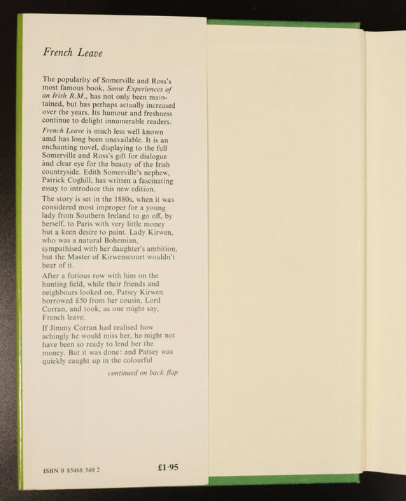 1973 French Leave by Somerville & Ross Vintage Irish Fiction Literature Book