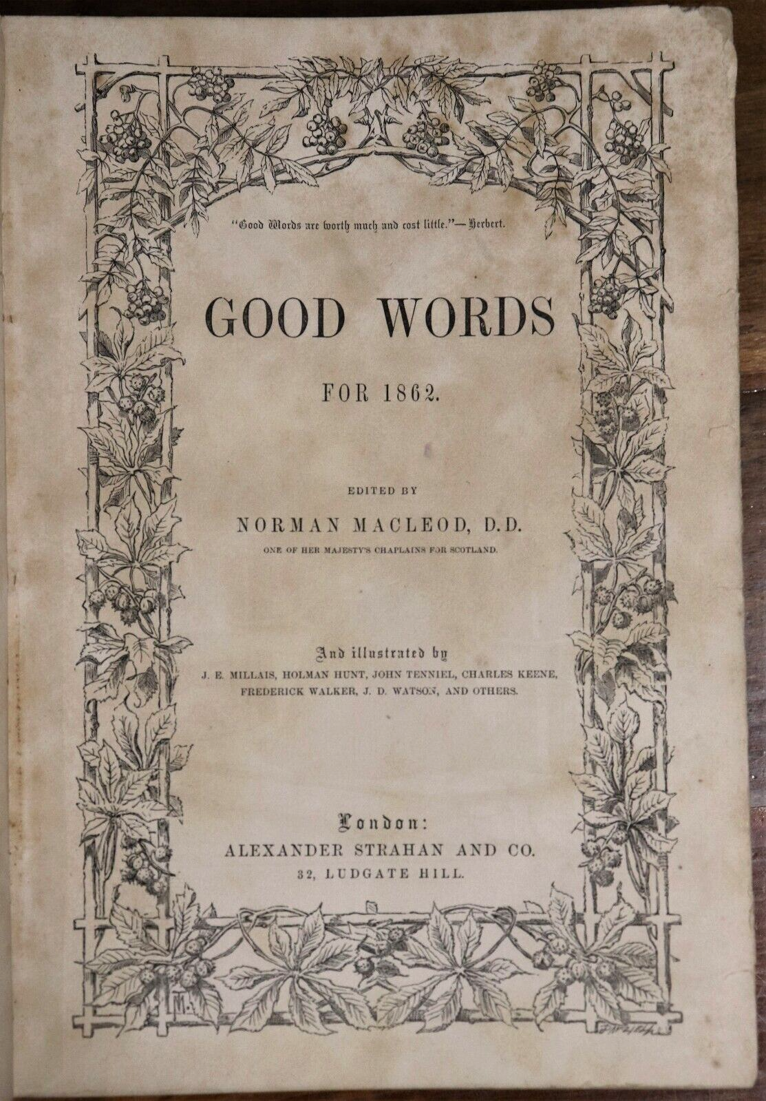 1867 Good Words For 1862 by Norman Macleod Antiquarian British History Book